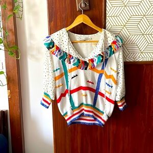 Vintage, multi color, sweater blouse